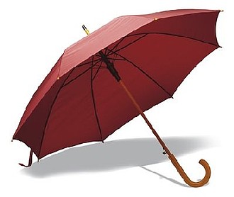 ACHILLE Automatický deštník s dřevěnou rukojetí, růžový