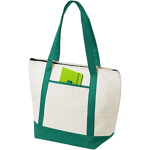 ARAVIS Chladící nákupní taška s přední kapsou na zip, bílá, zelená