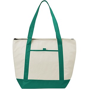 ARAVIS Chladící nákupní taška s přední kapsou na zip, bílá, zelená