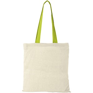 Bavlněná nákupní taška s barevnými uchy, přírodní/sv. zelená