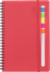 BELVEDER Kroužkový zápisník, 60 linkovaných stran, se značkovacími lístky, červený - reklamní zápisník