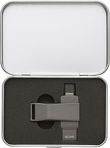 EKINOL Otočný USB 3.0 s USB-A a USB-C, 64 GB, gunmetal - reklamní předměty