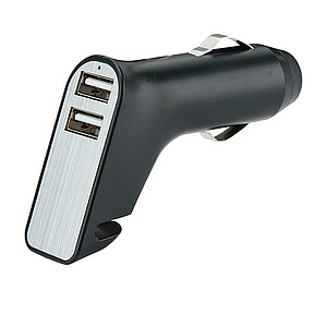FABIO Duální USB adaptér do auta, černá - reklamní předměty