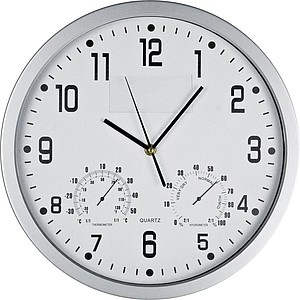 GASPRA Nástěnné hodiny s vlhkoměrem a teploměrem, bílé - reklamní předměty