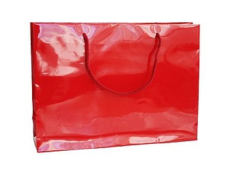 HANKA Papírová taška s lesklou povrchovou úpravou,35x9x24cm, červená 185 C - taška s vlastním potiskem