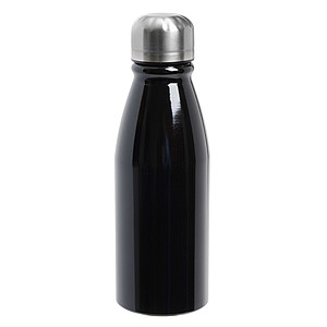 Hliníková láhev na vodu se stříbrným uzávěrem, objem 500 ml, černá