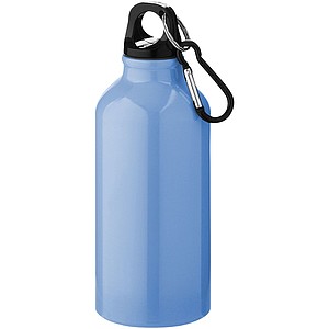 Hliníková láhev s karabinou, světle modrá - reklamní předměty