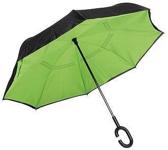 Holový deštník, automatický s opačným otvíráním, černo zelený