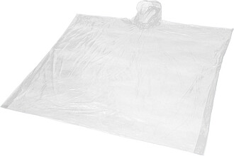 Jednorázová pončo pláštěnka z recyklovaného plastu, bílá - reklamní předměty
