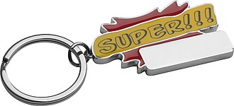 Kovový přívěsek na klíče "SUPER ", červený - klíčenky s potiskem