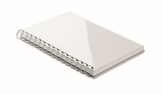Kroužkový zápisník A5 s obálkou z RPET, 80 linkovaných listů, bílý