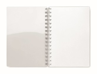 Kroužkový zápisník A5 s obálkou z RPET, 80 linkovaných listů, bílý