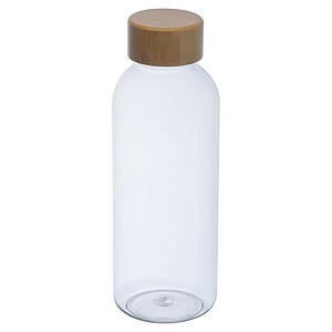 Láhev na vodu s bambusovým víčkem, objem 600 ml, transparentní