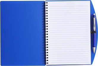 LIBERO A5 Linkovaná poznámkový blok s kuličkovým perem s modoru náplní, 65 stran, modrá