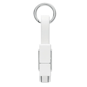 NIKLAR Přívěsek na klíče s nabíjecím kabelem 4v1, bílý