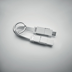NIKLAR Přívěsek na klíče s nabíjecím kabelem 4v1, bílý
