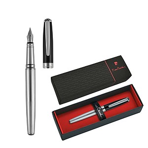 PIERRE CARDIN CHRISTOPHE Kovové plnicí pero, stříbrná/černá - reklamní předměty