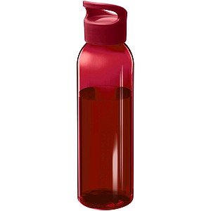 Plastová láhev s netradičním šroubovacím víčkem, červená