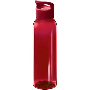 Plastová láhev s netradičním šroubovacím víčkem, červená