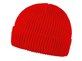 Pletená čepice s ohrnem, červená