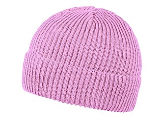 Pletená čepice s ohrnem, růžová