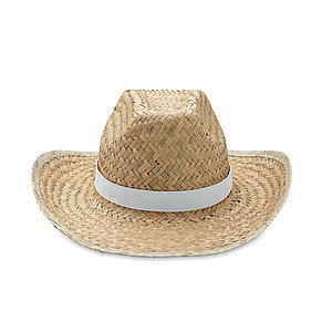 Přírodní slaměný klobouk s bílým páskem - reklamní předměty