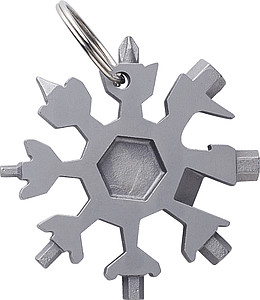 Přívěšek na klíče ve tvaru vločky s koncovkami jako šroubovací bity - klíčenky s potiskem