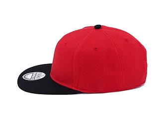 RARAKU Šestipanelová čepice s rovným kšiltem, červená/černá