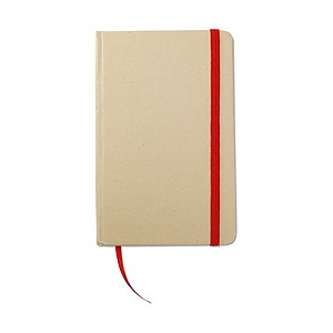 Recyklovaný zápisník s gumičkou, blokem, 96 stránek, červená
