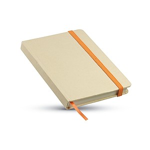 Recyklovaný zápisník s gumičkou, blokem, 96 stránek, oranžová