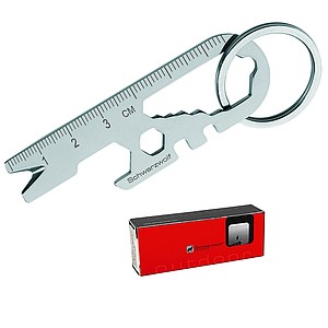 SCHWARZWOLF ATACAMA Multifunkční přívěsek na klíče, 15 ks nářadí, stříbrná - reklamní předměty