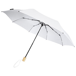 Skládací manuální deštník, pr. 96cm, z RPET, bílý - ekologické reklamní předměty