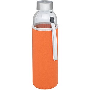 Skleněná láhev na pití, 500ml, s neoprenovým obalem, oranžová - reklamní předměty
