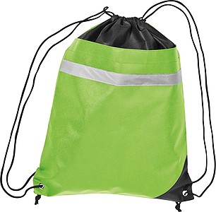 Stahovací batoh s reflexním pruhem, zelený