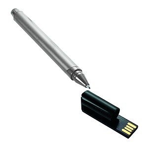 TUMBAS Kovové pero se stylusem a USB flash diskem, stříbrná