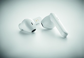 UPTON Bezdrátová sluchátka do uší v krabičce s nabíjecím obalem, bílá