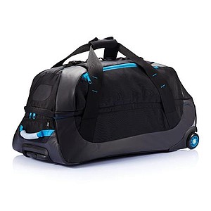 Velká cestovní taška na kolečkách, černá, modrá