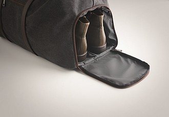 Víkendová taška z plátna s přihrádkou na boty, černá